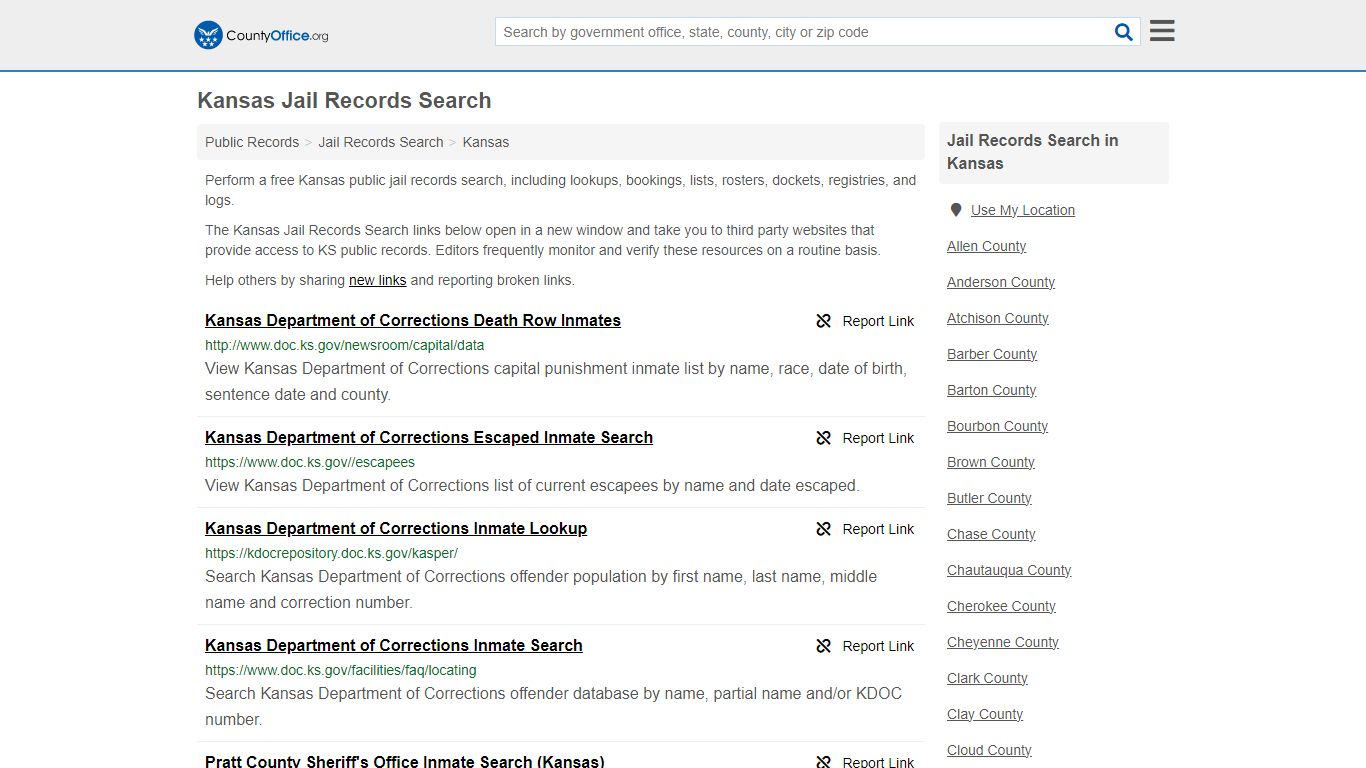Jail Records Search - Kansas (Jail Rosters & Records) - County Office